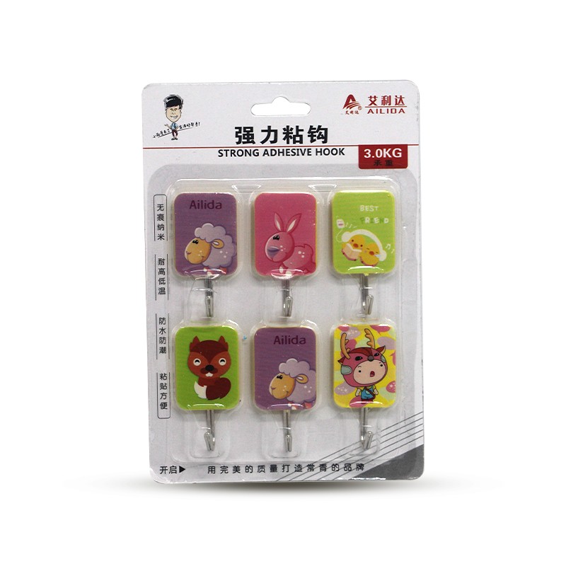 Plastic Adhesive Wall Hook 6pcs
