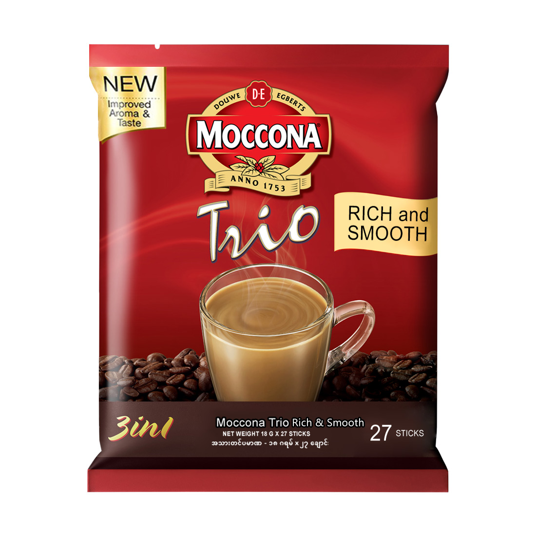 Moccona Trio Rich & Smooth 3 in1 Coffee Mix  27sticks