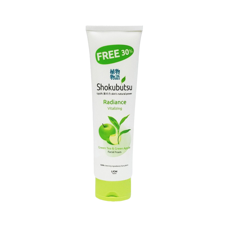 Shokubutsu Radiance Vitalizing Facial Foam 130g (Green Tea & Green Apple)